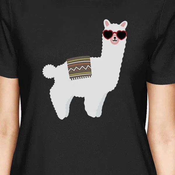 Llamas With Sunglasses BFF Matching Black Shirts