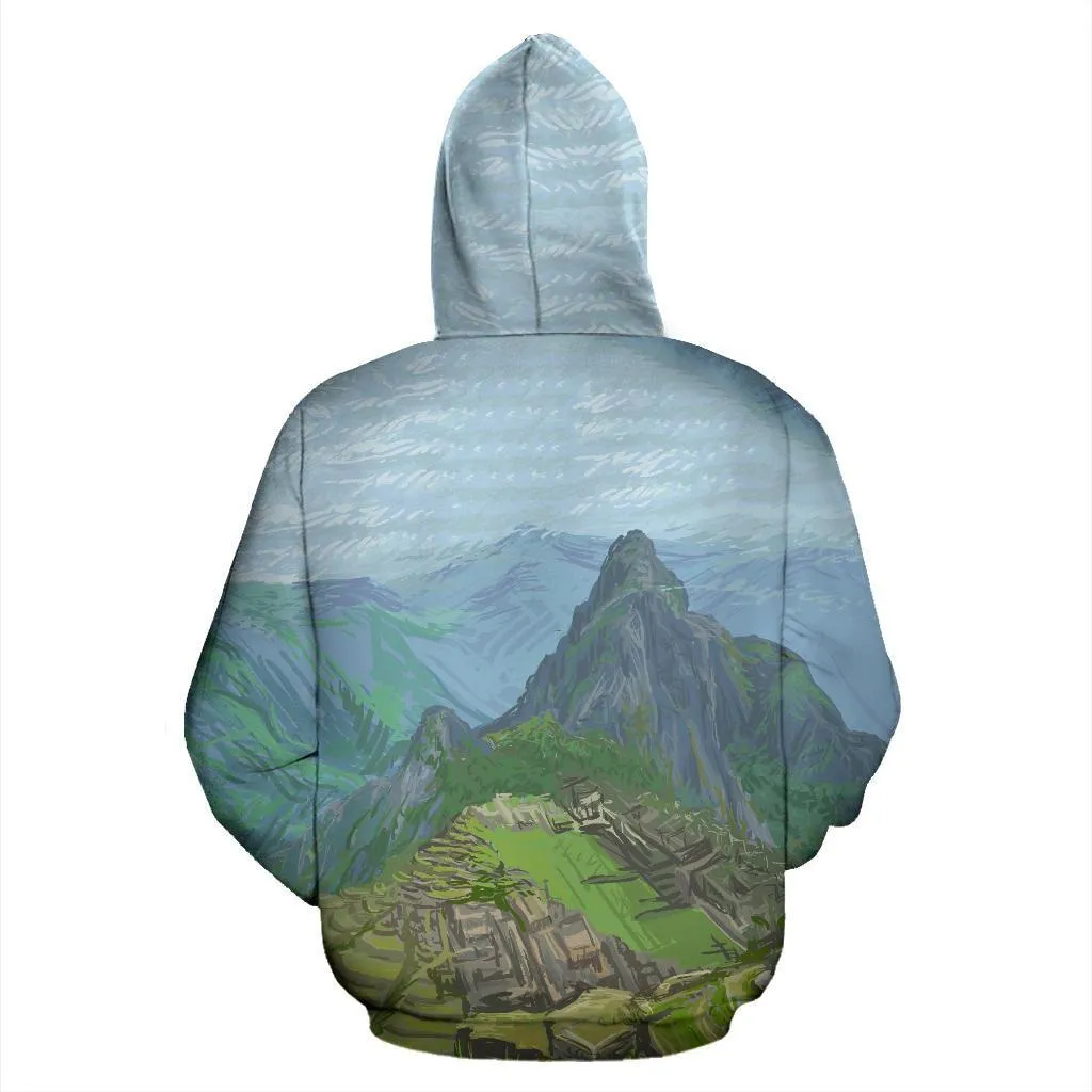 Machu Picchu Mountain Oil Painting All Over Print Hoodie - BN14