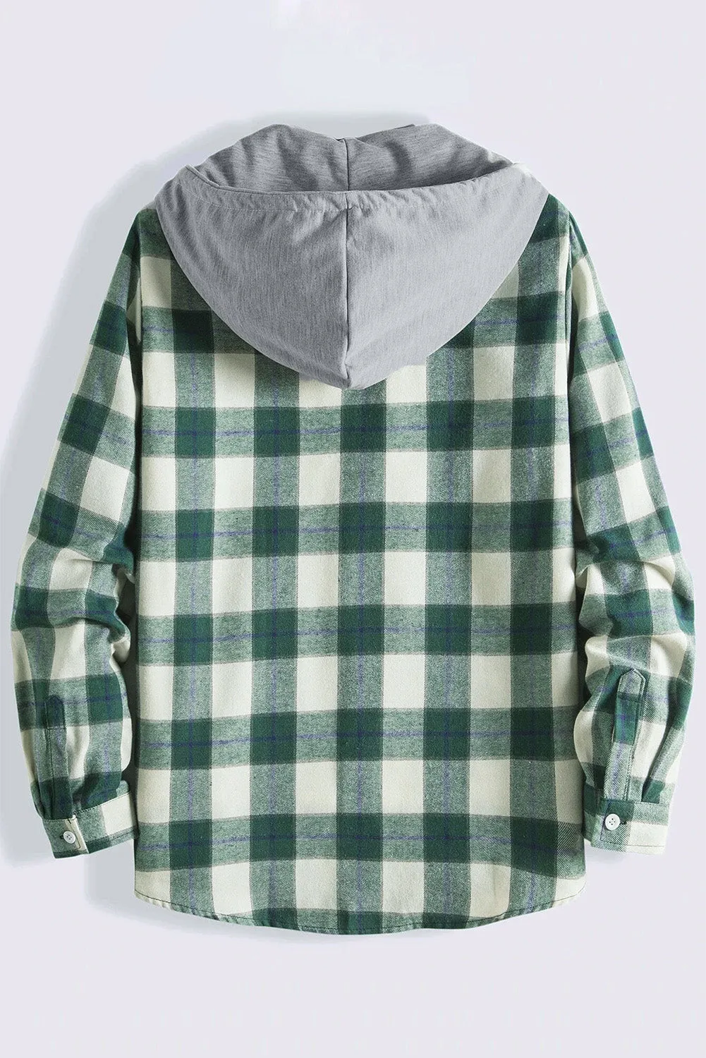 Men's Plaid Hooded Shirts Casual Long Sleeve Lightweight Shirt Jackets