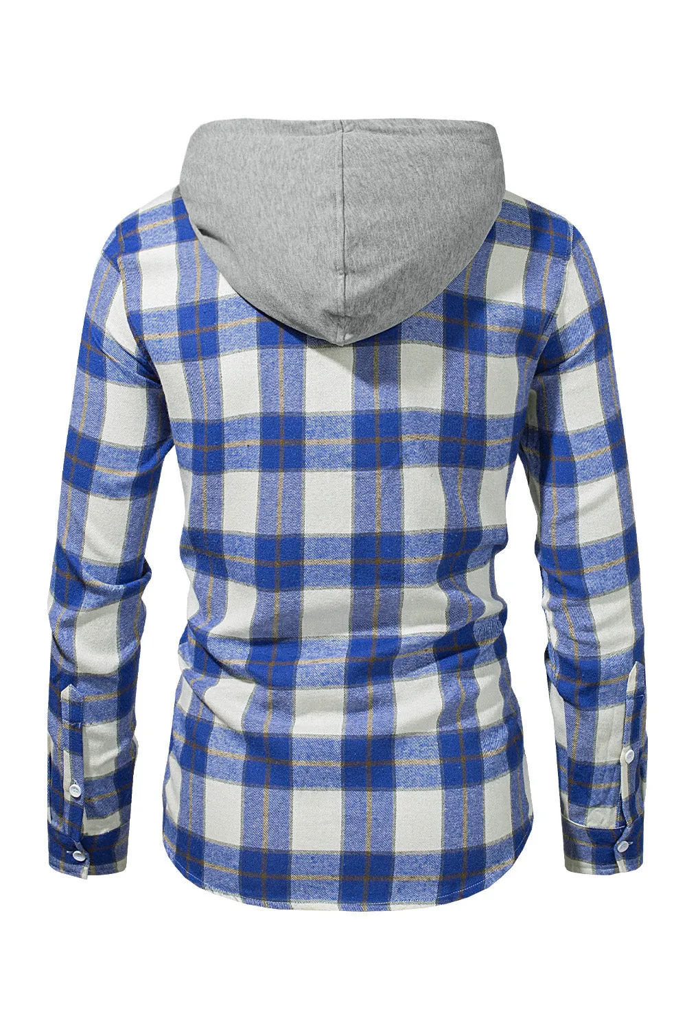 Men's Plaid Hooded Shirts Casual Long Sleeve Lightweight Shirt Jackets