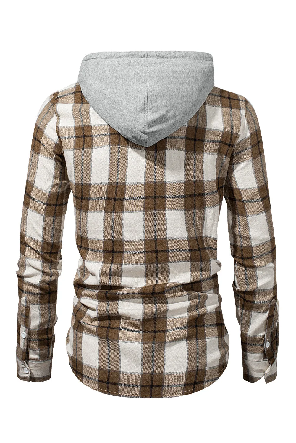 Men's Plaid Hooded Shirts Casual Long Sleeve Lightweight Shirt Jackets