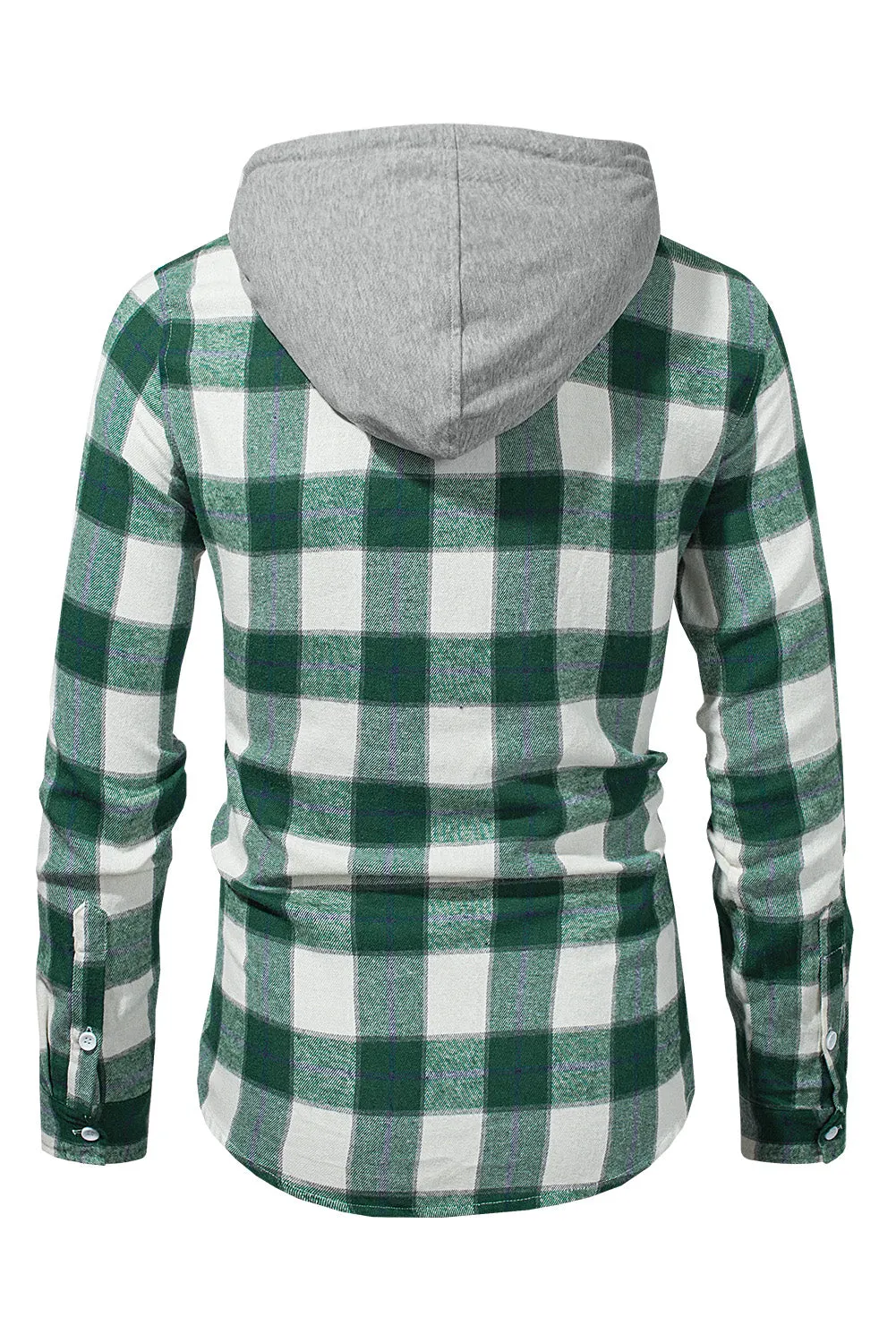 Men's Plaid Hooded Shirts Casual Long Sleeve Lightweight Shirt Jackets