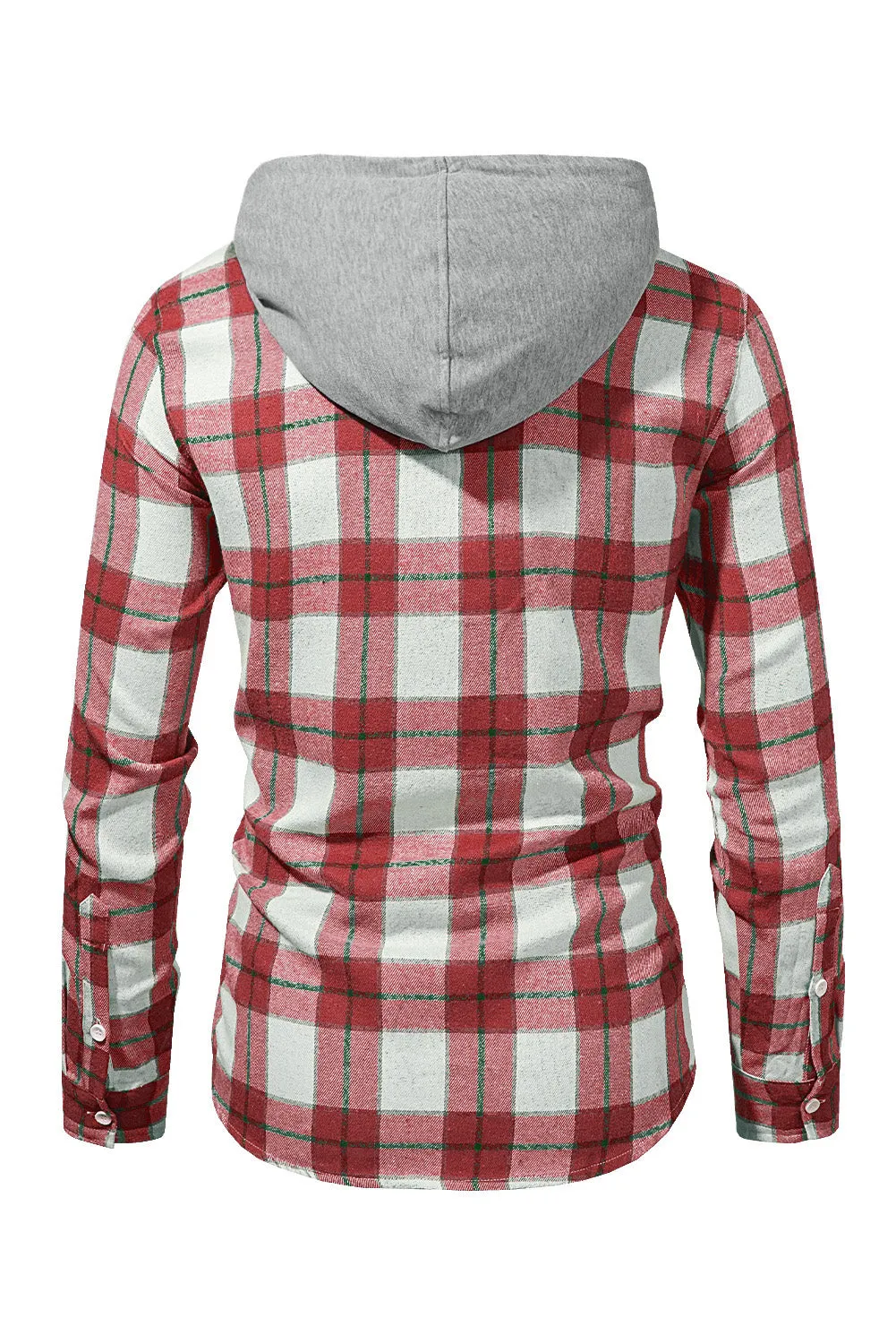 Men's Plaid Hooded Shirts Casual Long Sleeve Lightweight Shirt Jackets