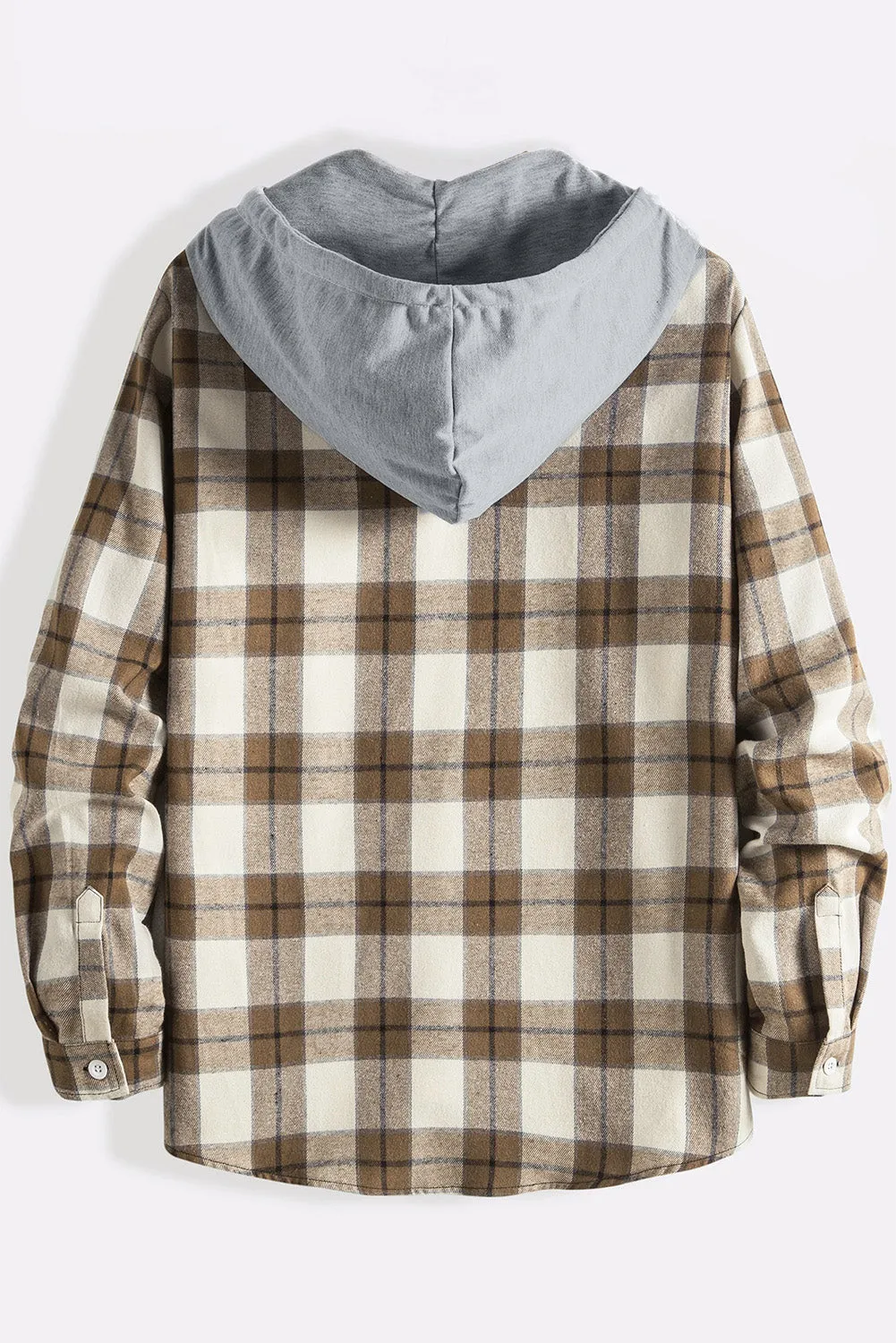 Men's Plaid Hooded Shirts Casual Long Sleeve Lightweight Shirt Jackets