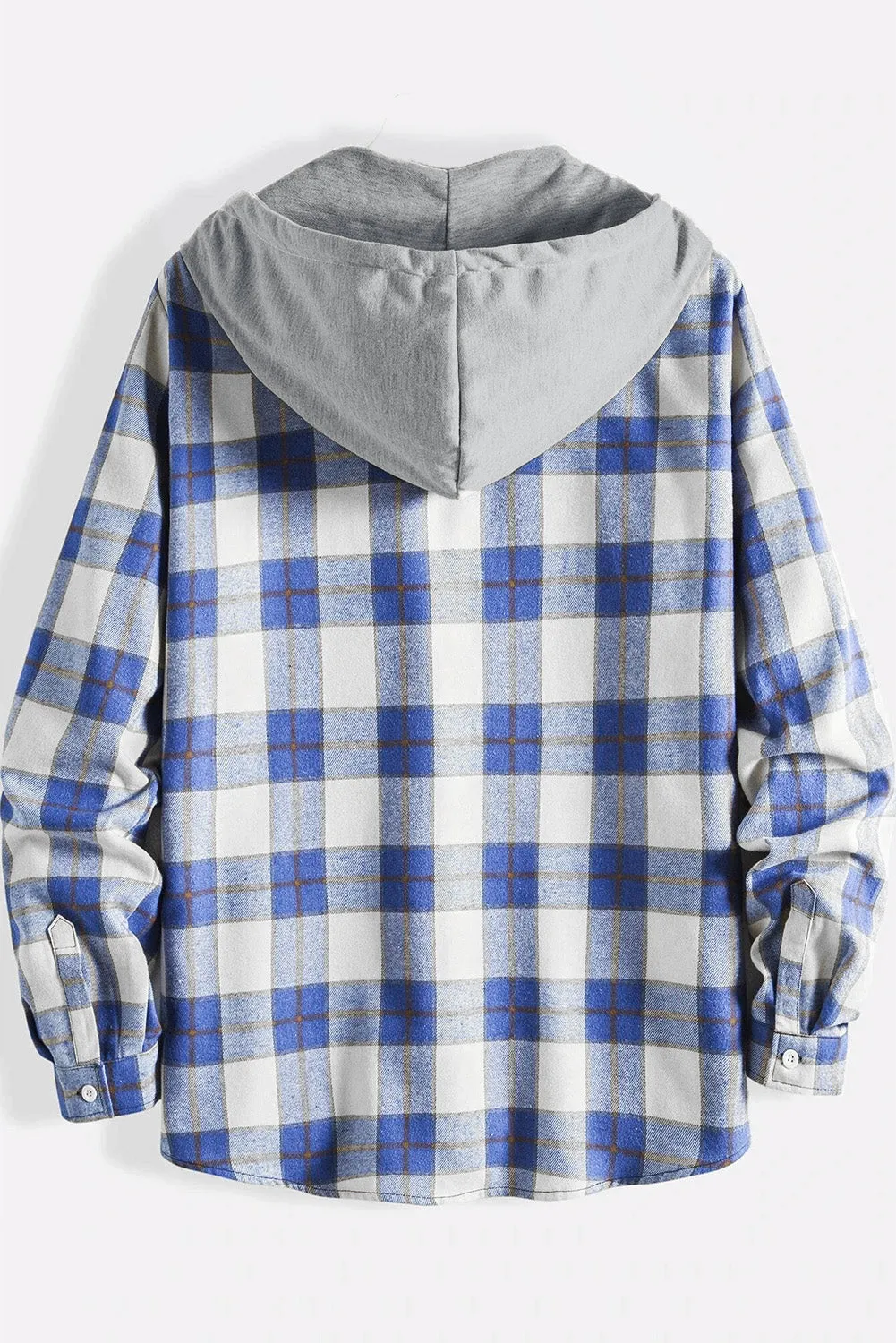 Men's Plaid Hooded Shirts Casual Long Sleeve Lightweight Shirt Jackets