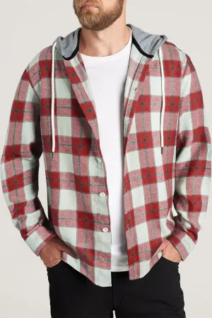 Men's Plaid Hooded Shirts Casual Long Sleeve Lightweight Shirt Jackets