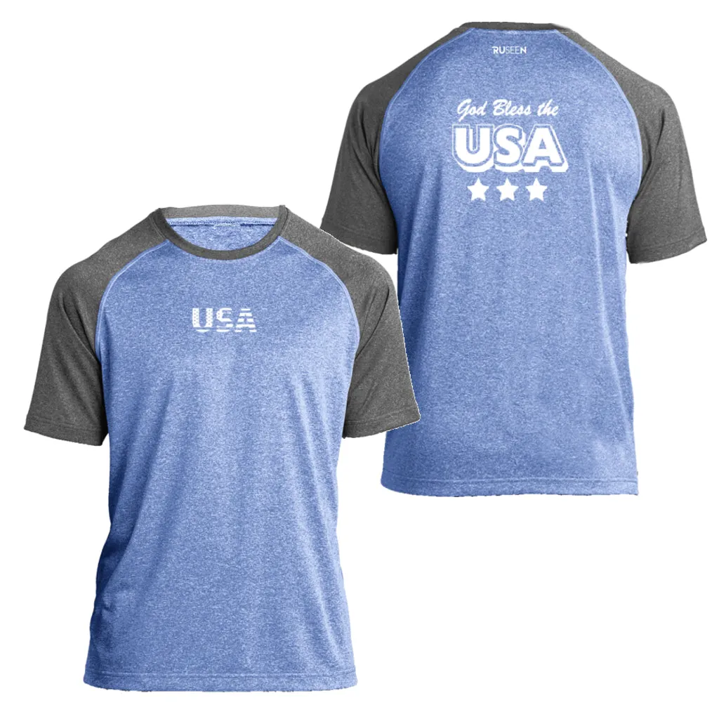 Men's Reflective Short Sleeve Shirt - God Bless the USA