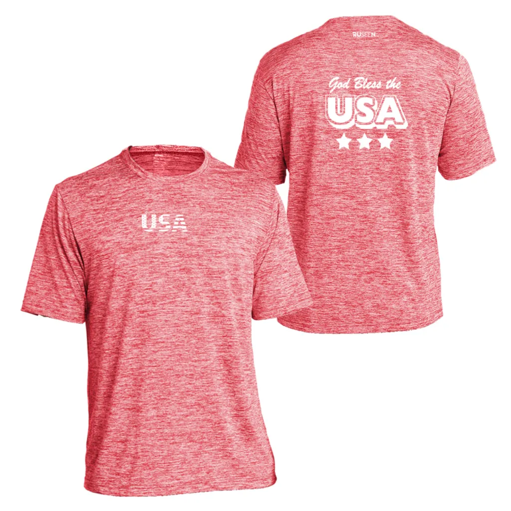 Men's Reflective Short Sleeve Shirt - God Bless the USA