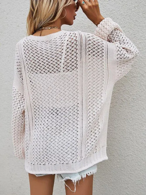 Openwork Button Front Cardigan