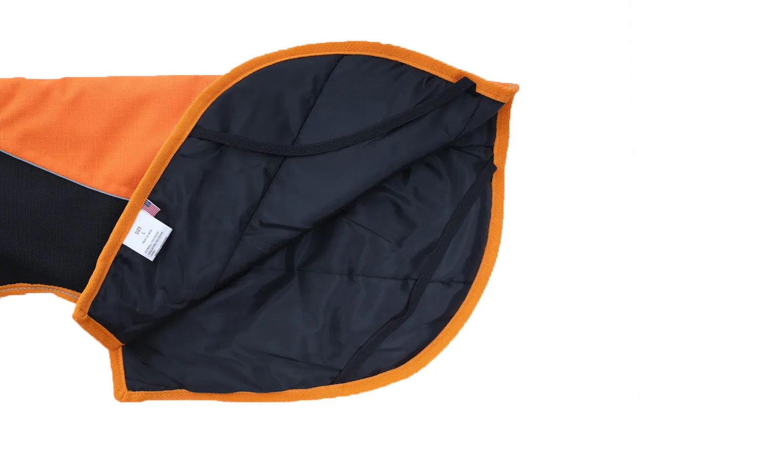 Orange  Black Himalaya Dog Coat with 200 GSM Padding - Flat