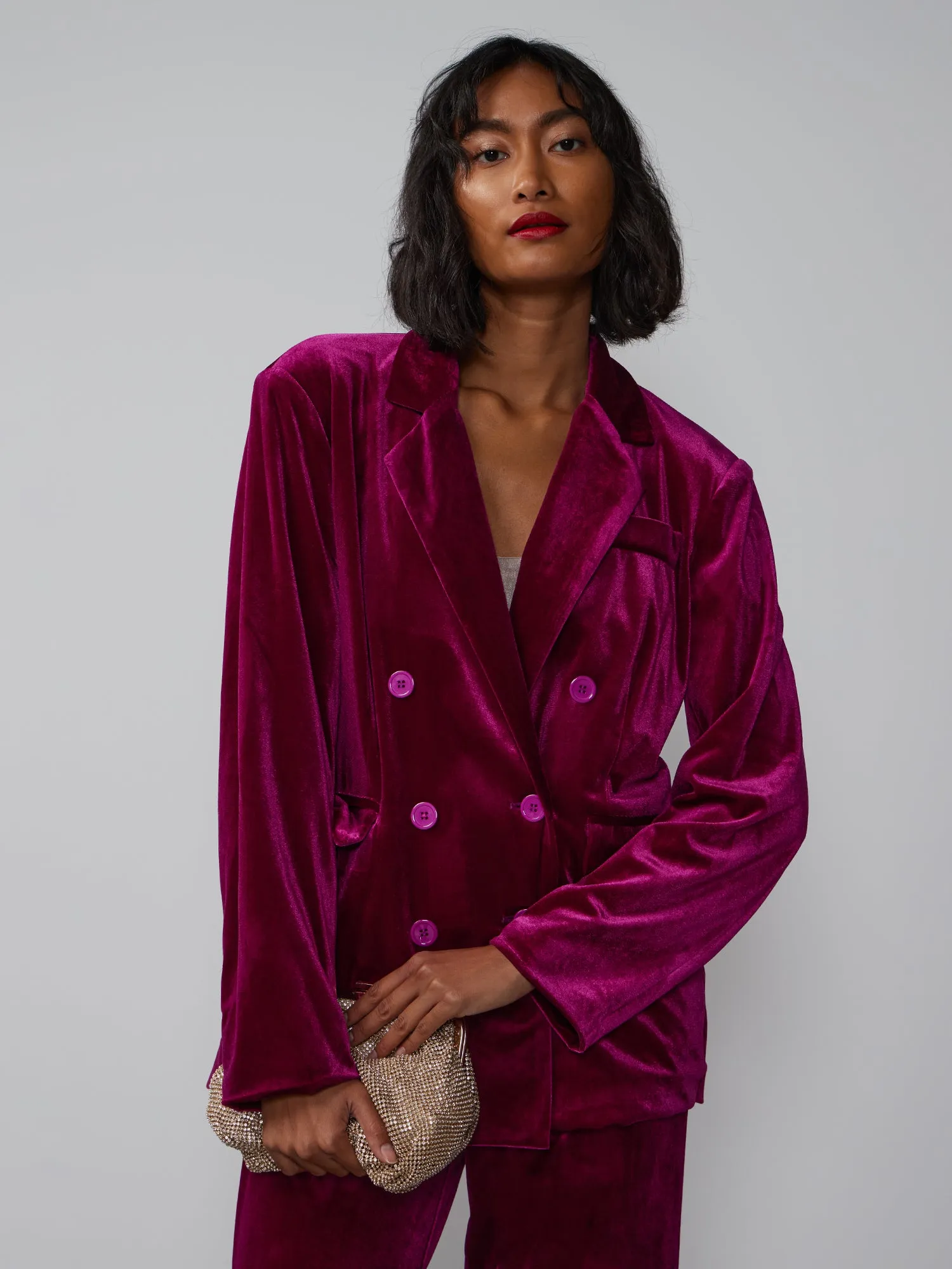 Oversized Double Breasted Velvet Blazer