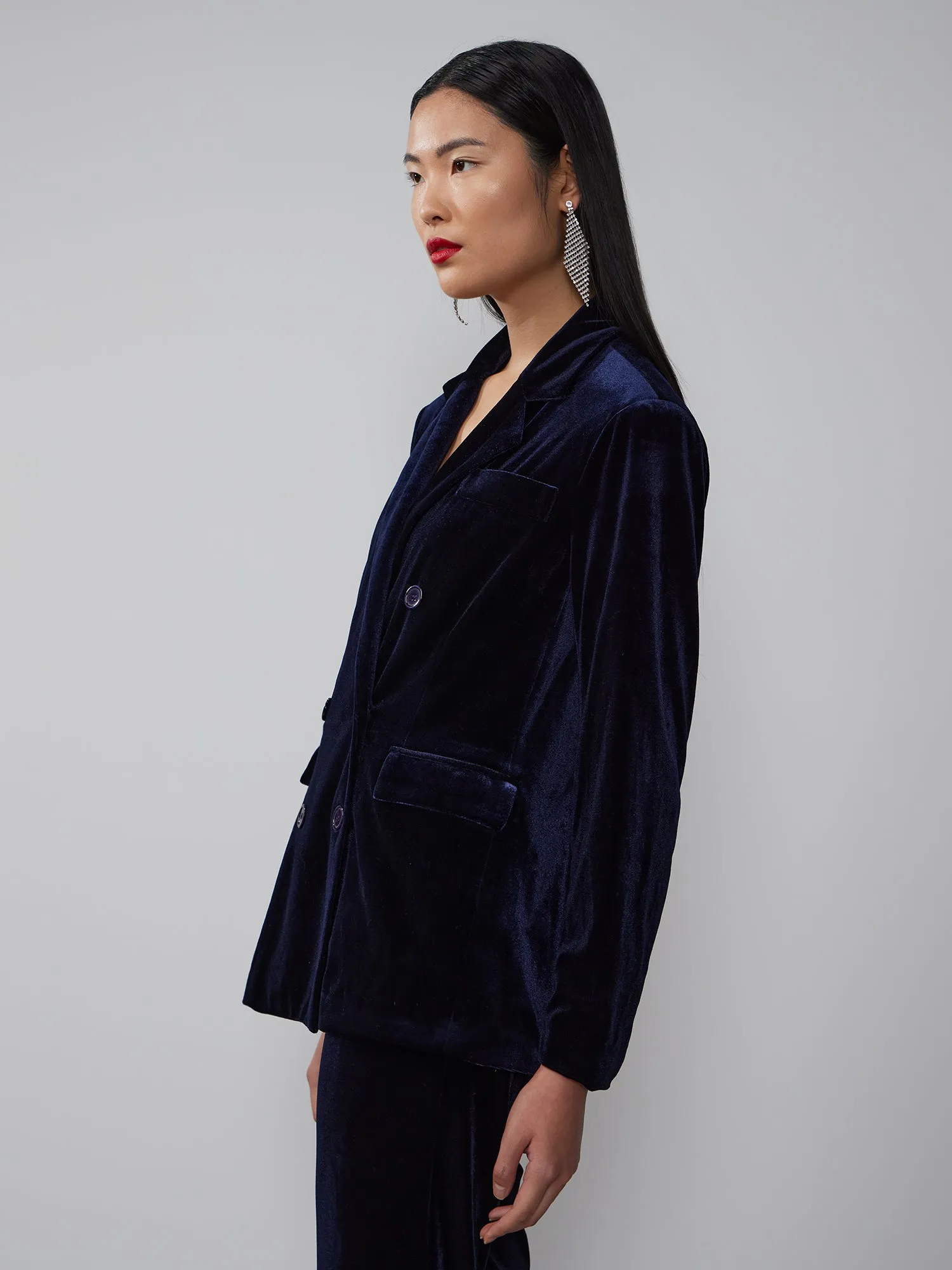 Oversized Double Breasted Velvet Blazer