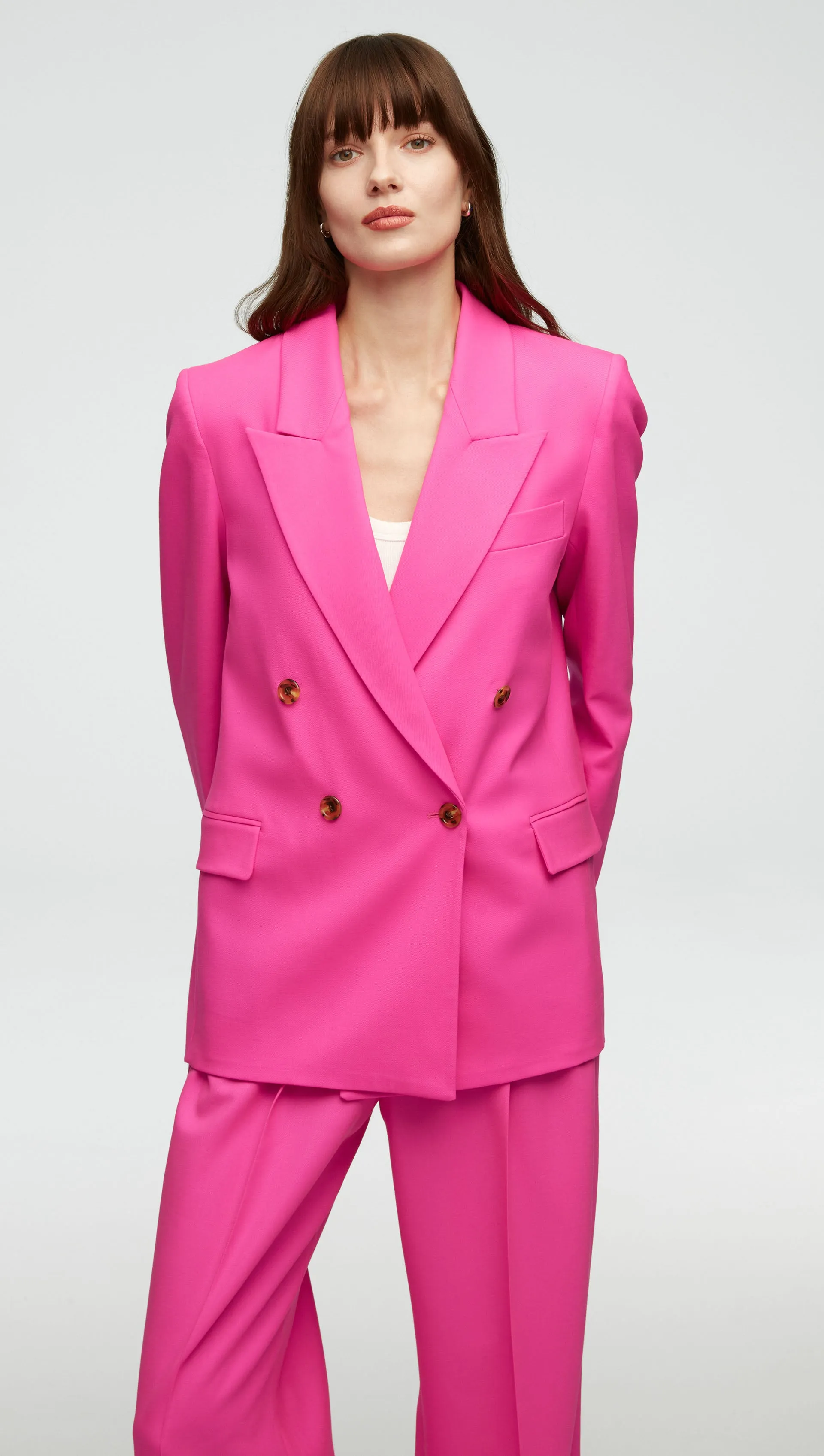 Peak Lapel Blazer in Seasonless Wool | Bright Pink