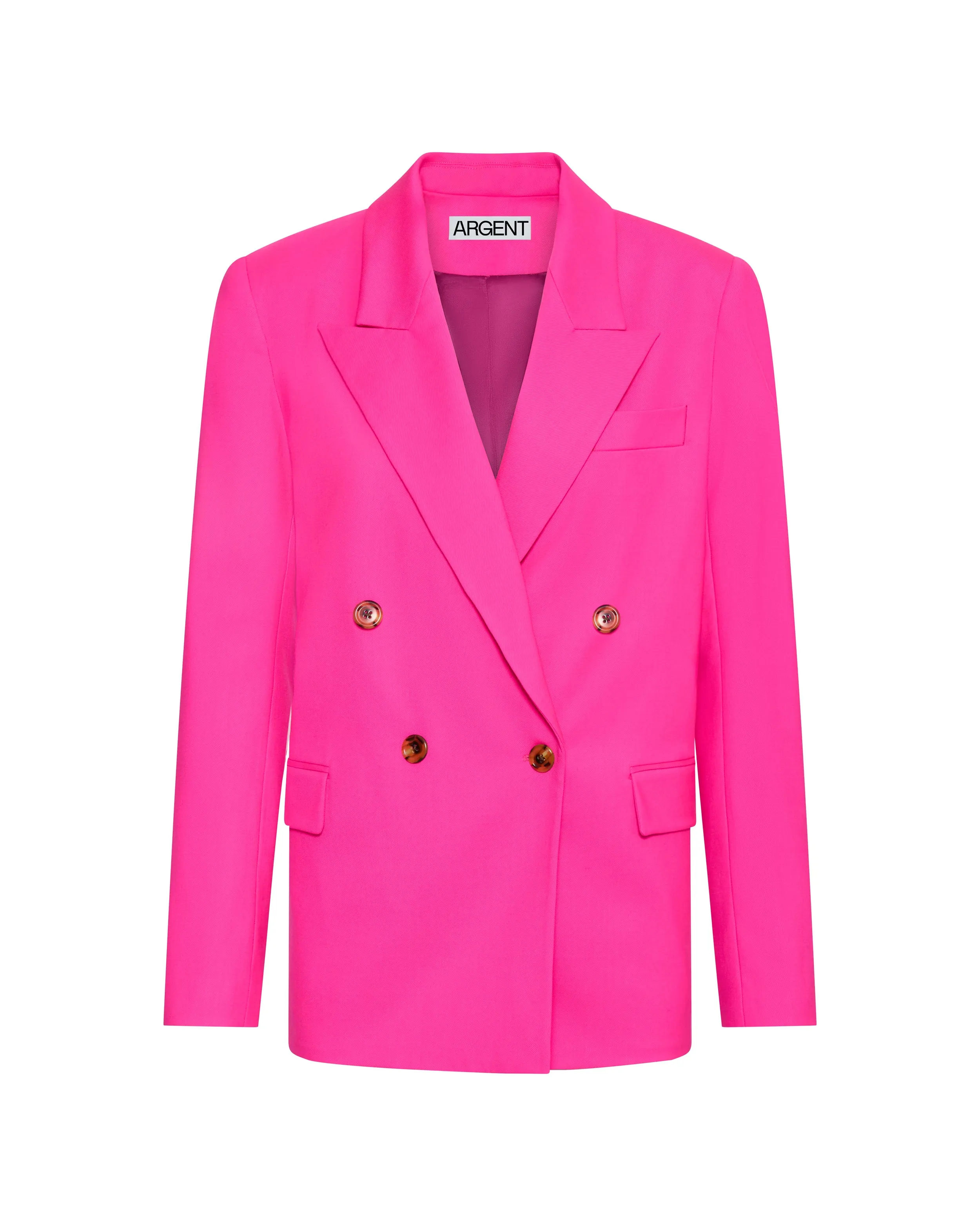 Peak Lapel Blazer in Seasonless Wool | Bright Pink