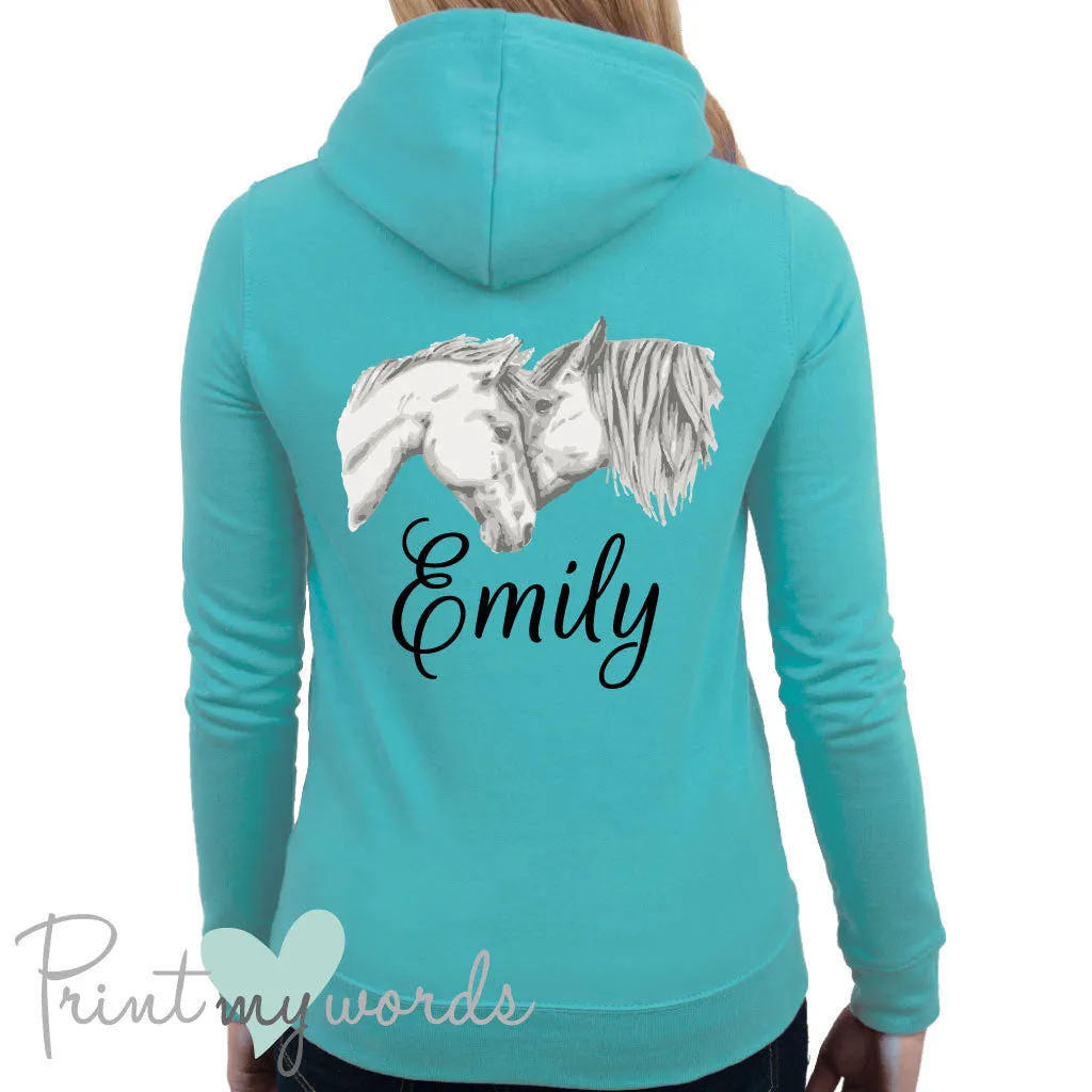 Personalised 2 Horse Heads Equestrian Hoodie