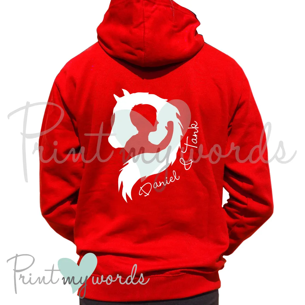 Personalised Boy Silhouette Hug Your Horse Equestrian Hoodie