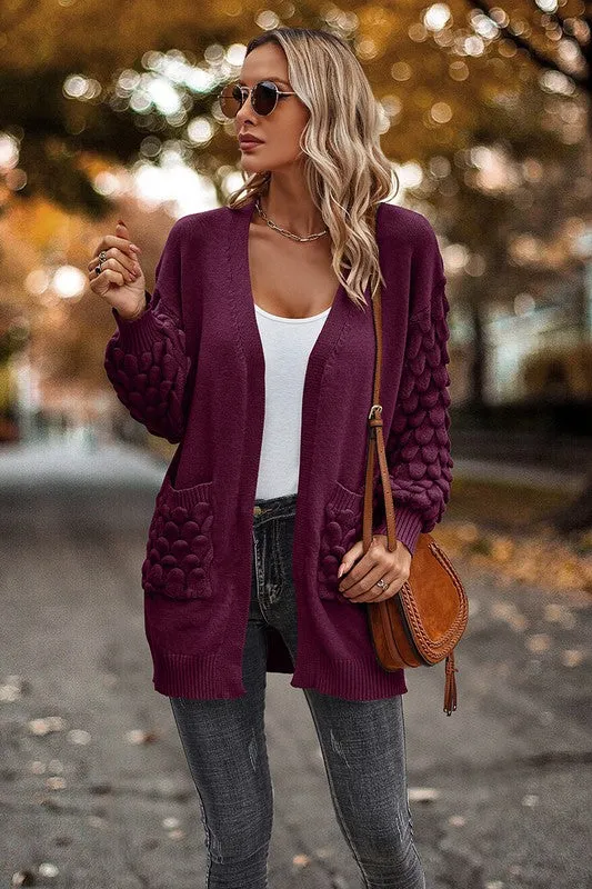 Pineapple Sleeves Open Cardigan