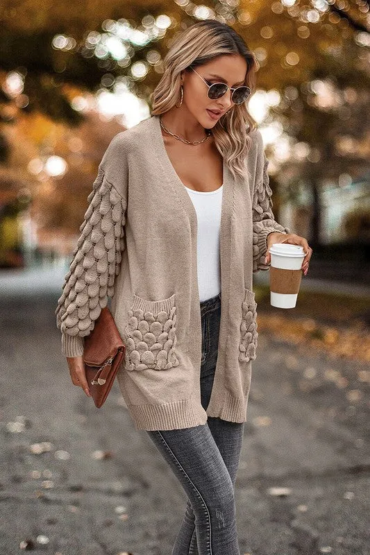 Pineapple Sleeves Open Cardigan