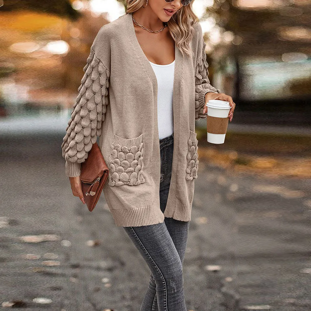 Pineapple Sleeves Open Cardigan