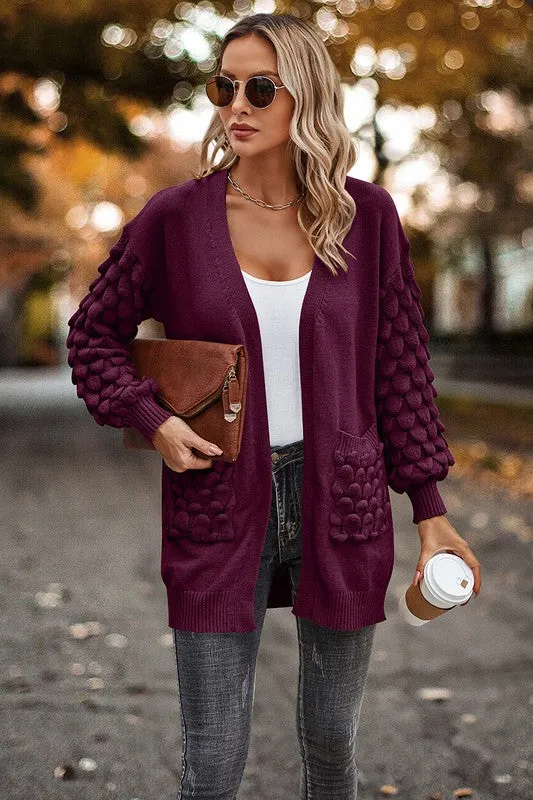 Pineapple Sleeves Open Cardigan