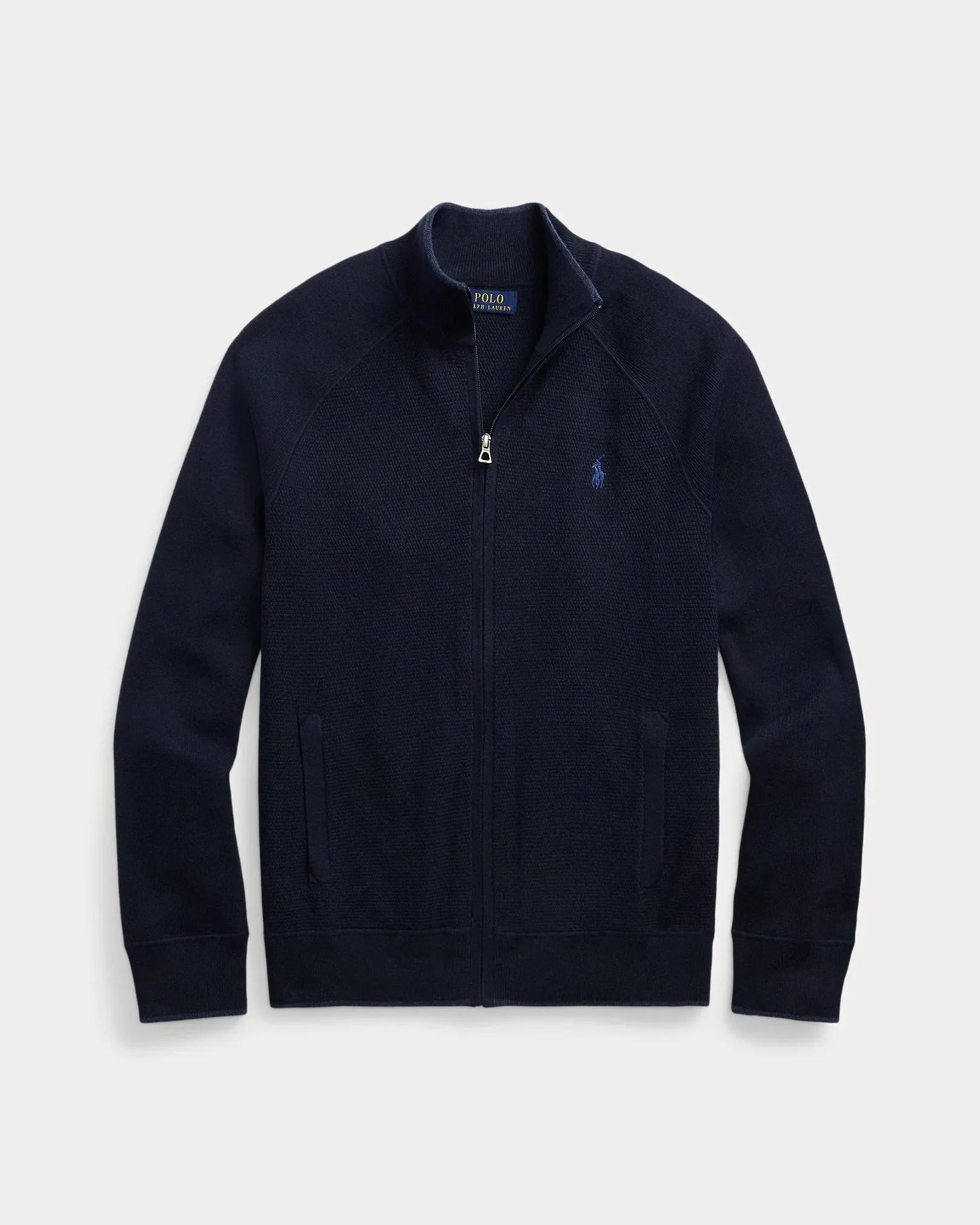 Ralph Lauren Textured Cotton Full-Zip Jumper | Navy