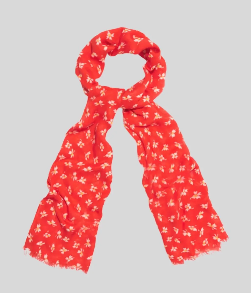 Red Franca Ditsy Floral Scarf