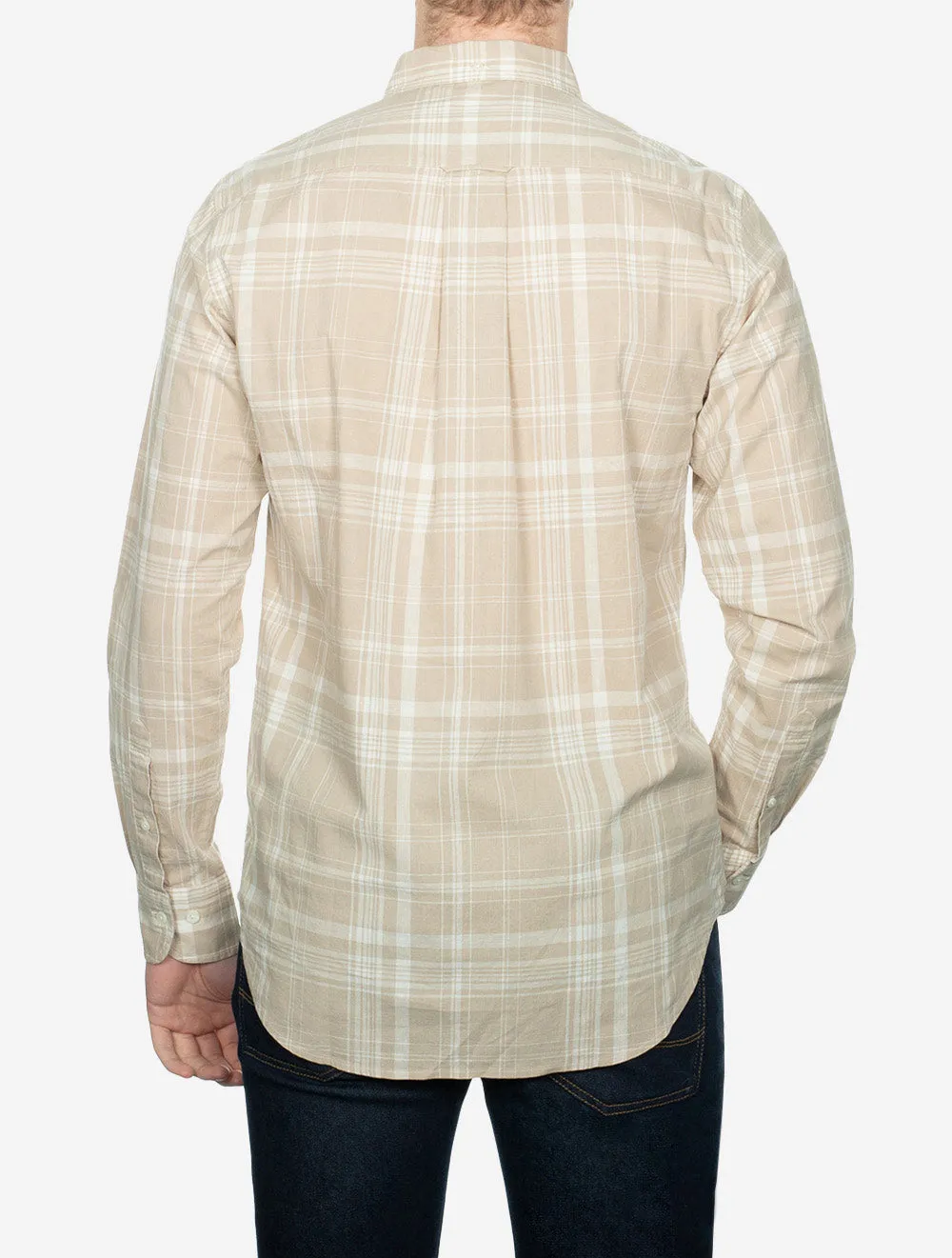 Regular Cotton Linen Check Shirt Dry Sand