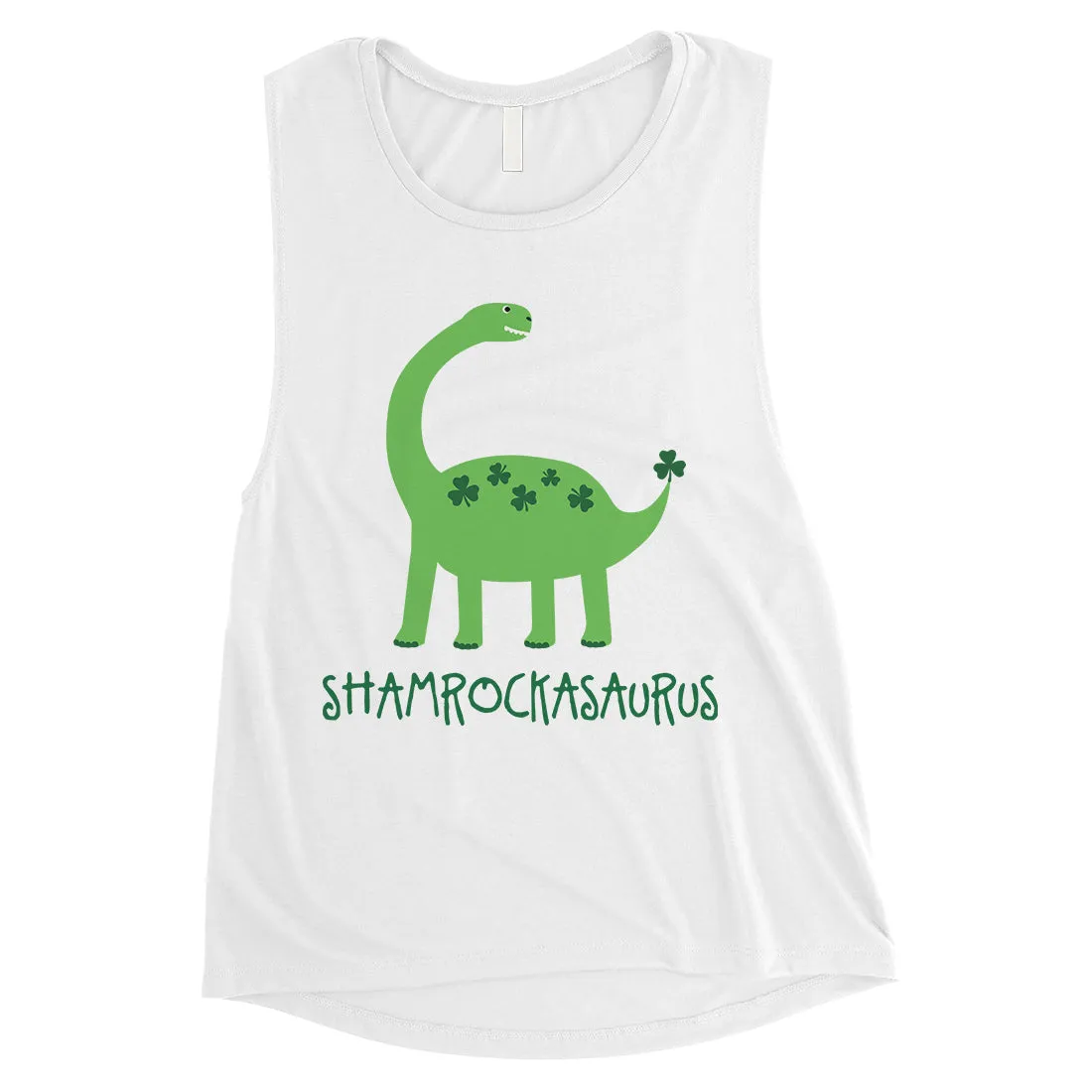 Shamrock Saurus Womens Muscle Tank Top Funny St Patrick's Day Shirt