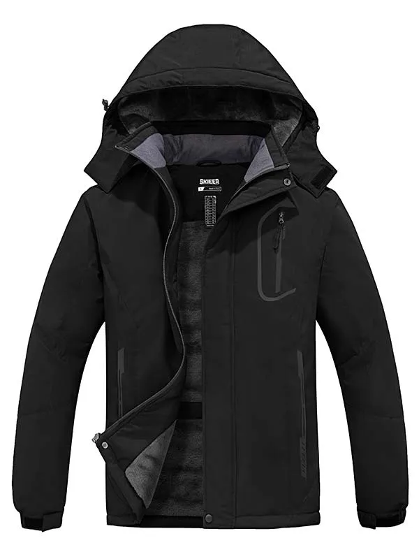 Skieer Men's Ski Jacket Mountain Waterproof Winter Rain Jacket Warm Fleece Snow Coat