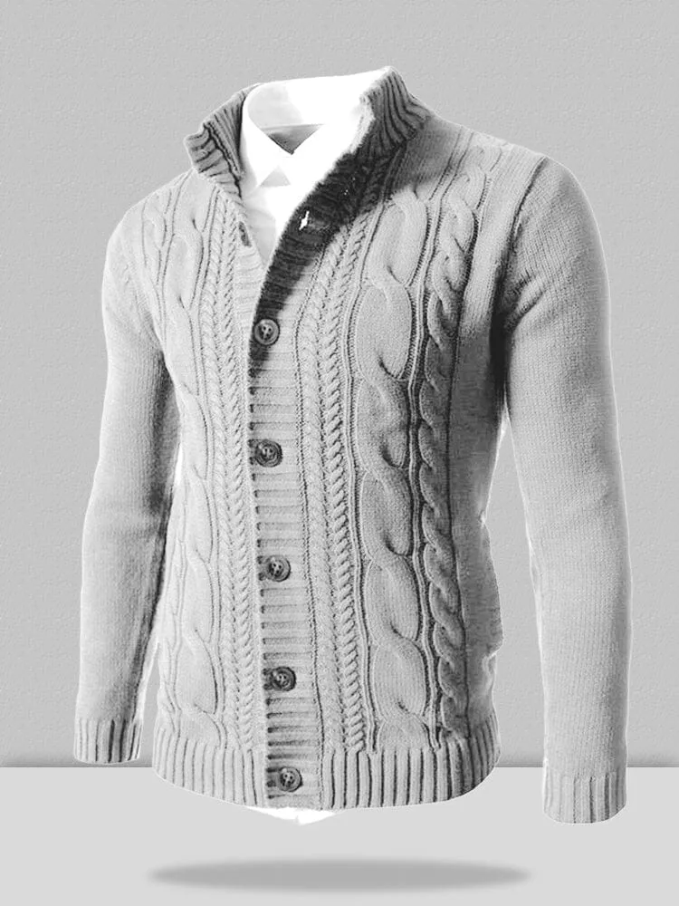 Stand Collar Knitted Cardigan Sweater