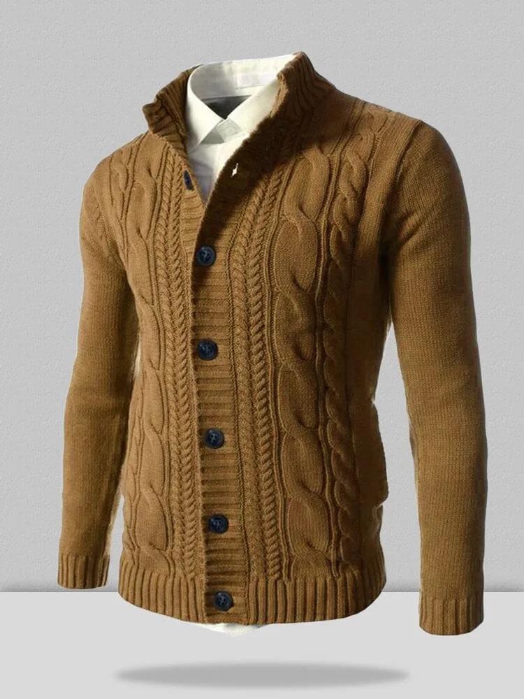 Stand Collar Knitted Cardigan Sweater