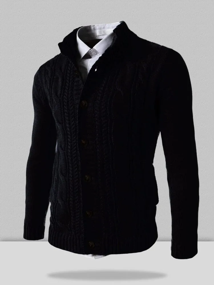 Stand Collar Knitted Cardigan Sweater