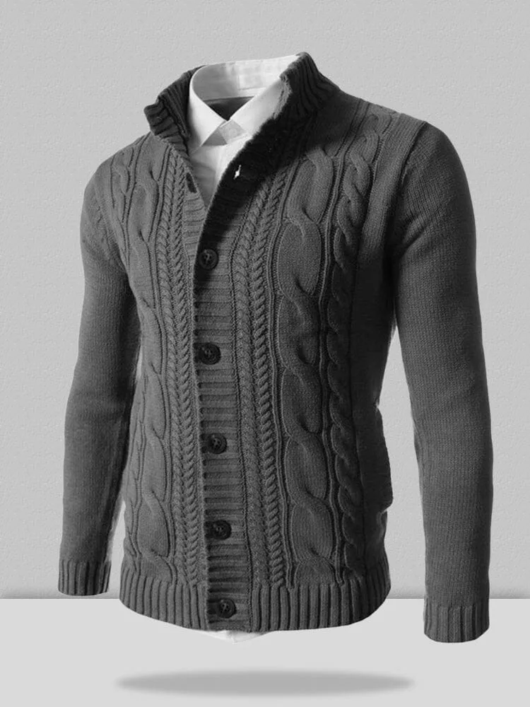 Stand Collar Knitted Cardigan Sweater