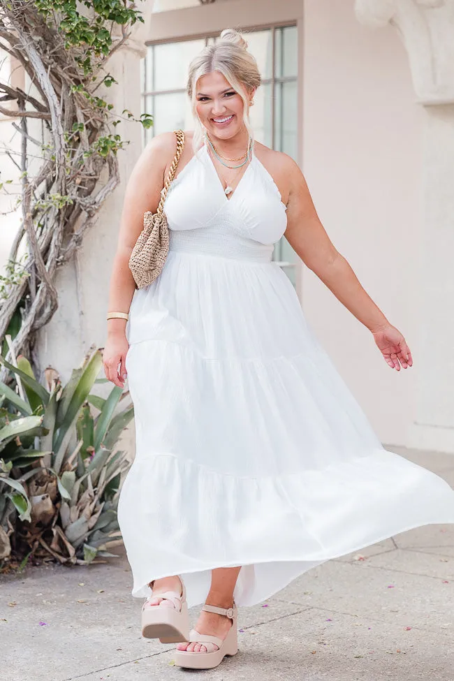 Take A Breath White Tiered Smocked Top Maxi Dress FINAL SALE