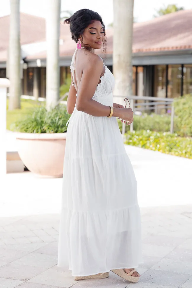 Take A Breath White Tiered Smocked Top Maxi Dress FINAL SALE