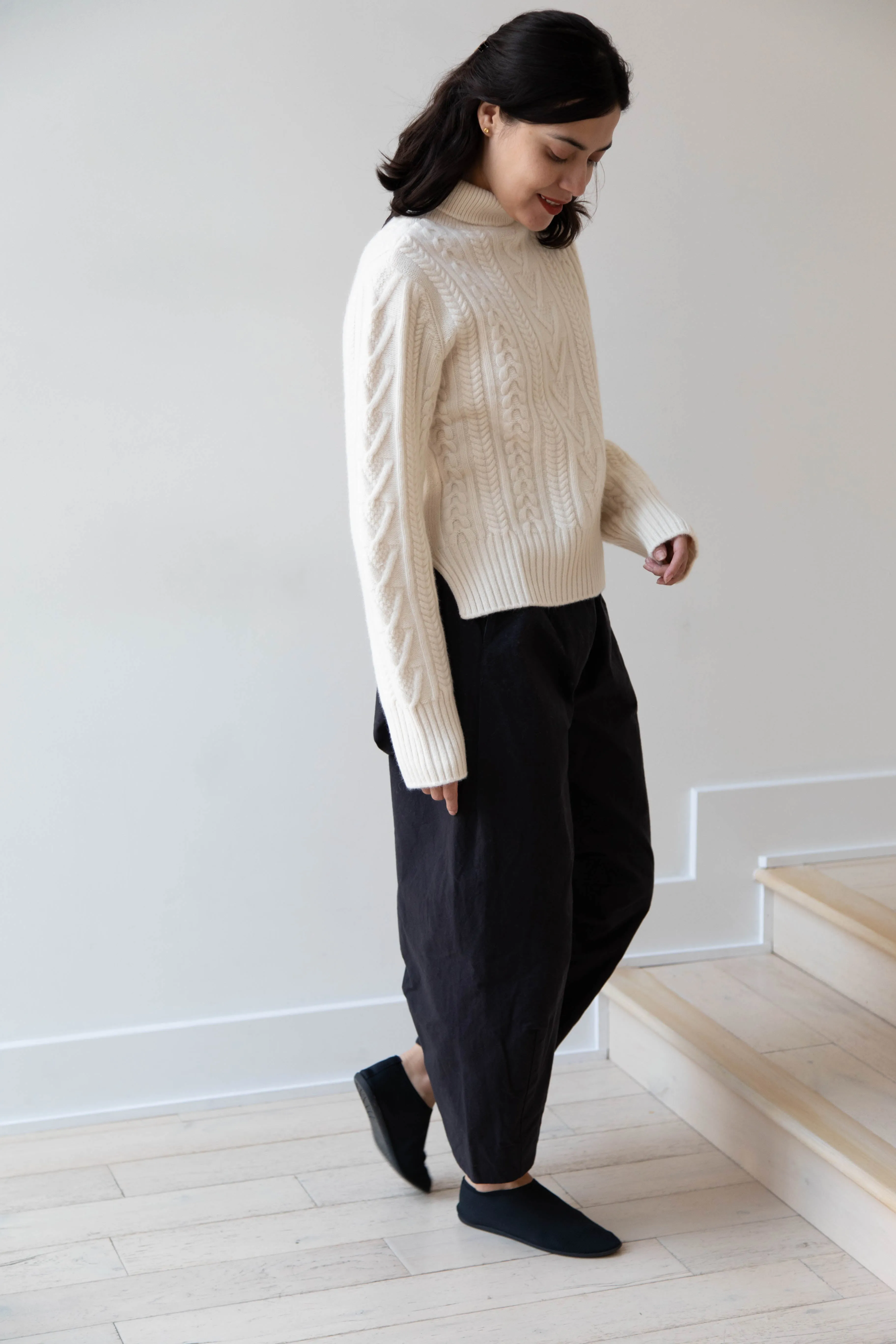 The Loom | Cable Turtleneck Sweater in Ivory