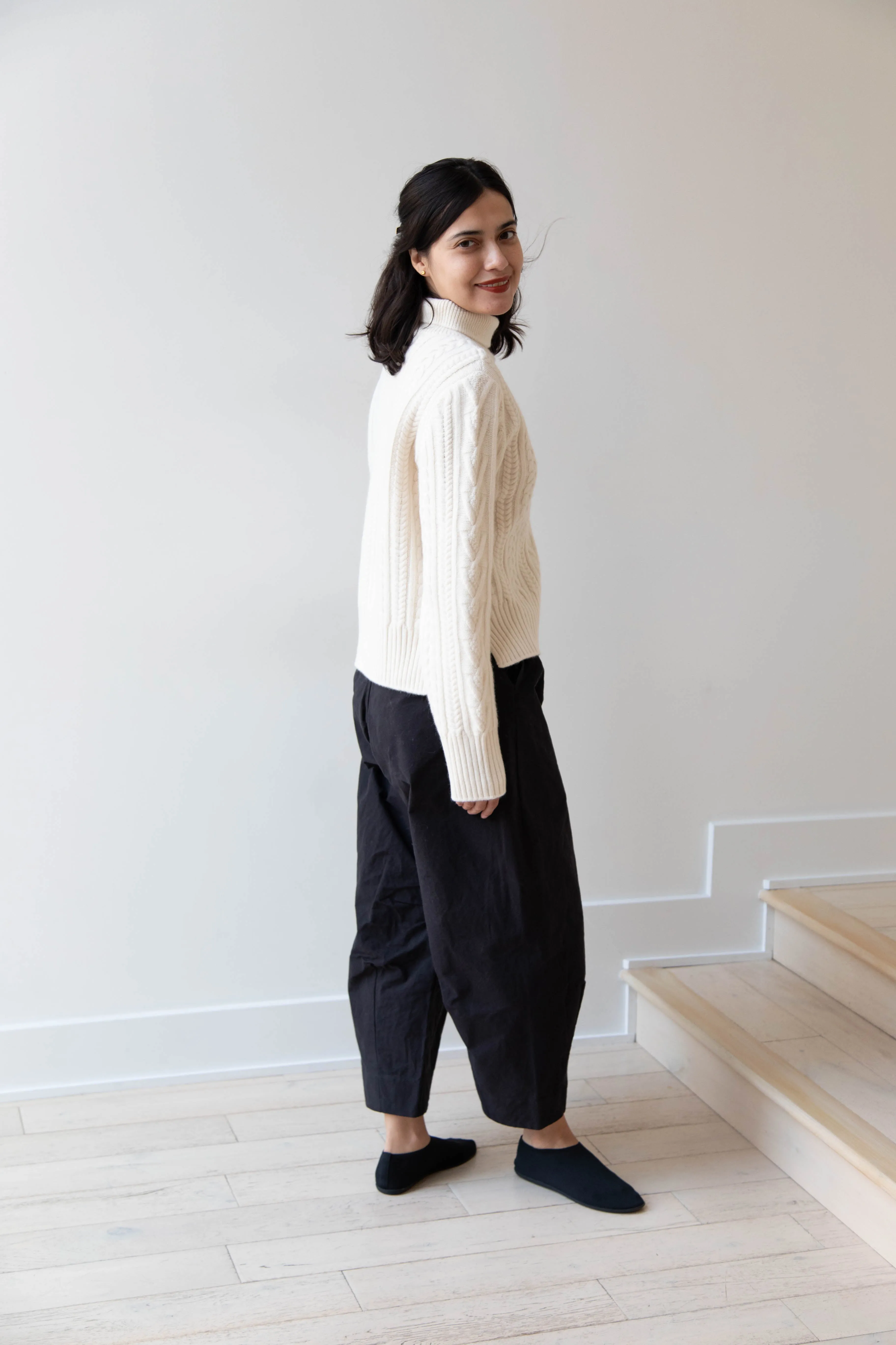 The Loom | Cable Turtleneck Sweater in Ivory