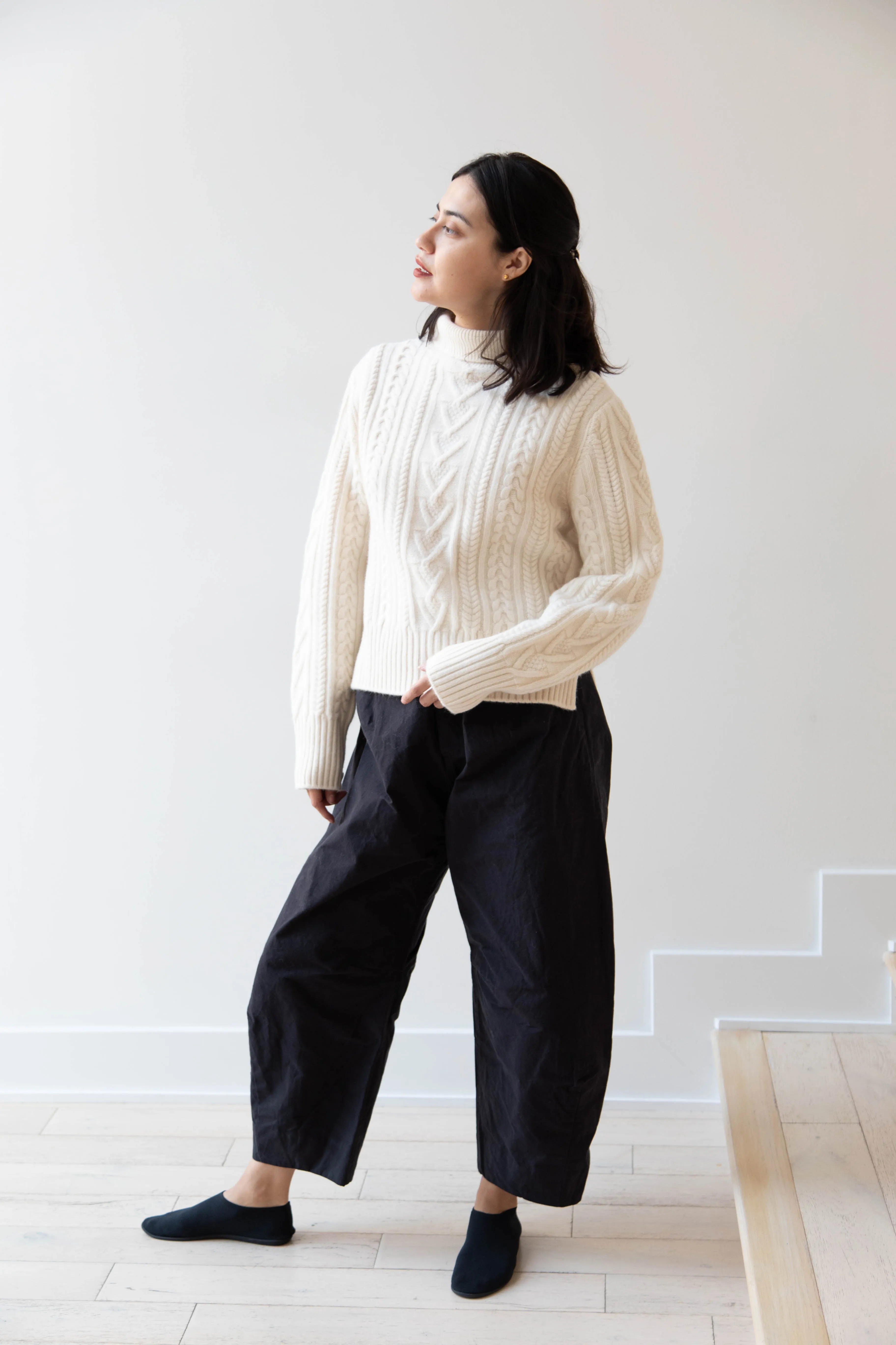 The Loom | Cable Turtleneck Sweater in Ivory