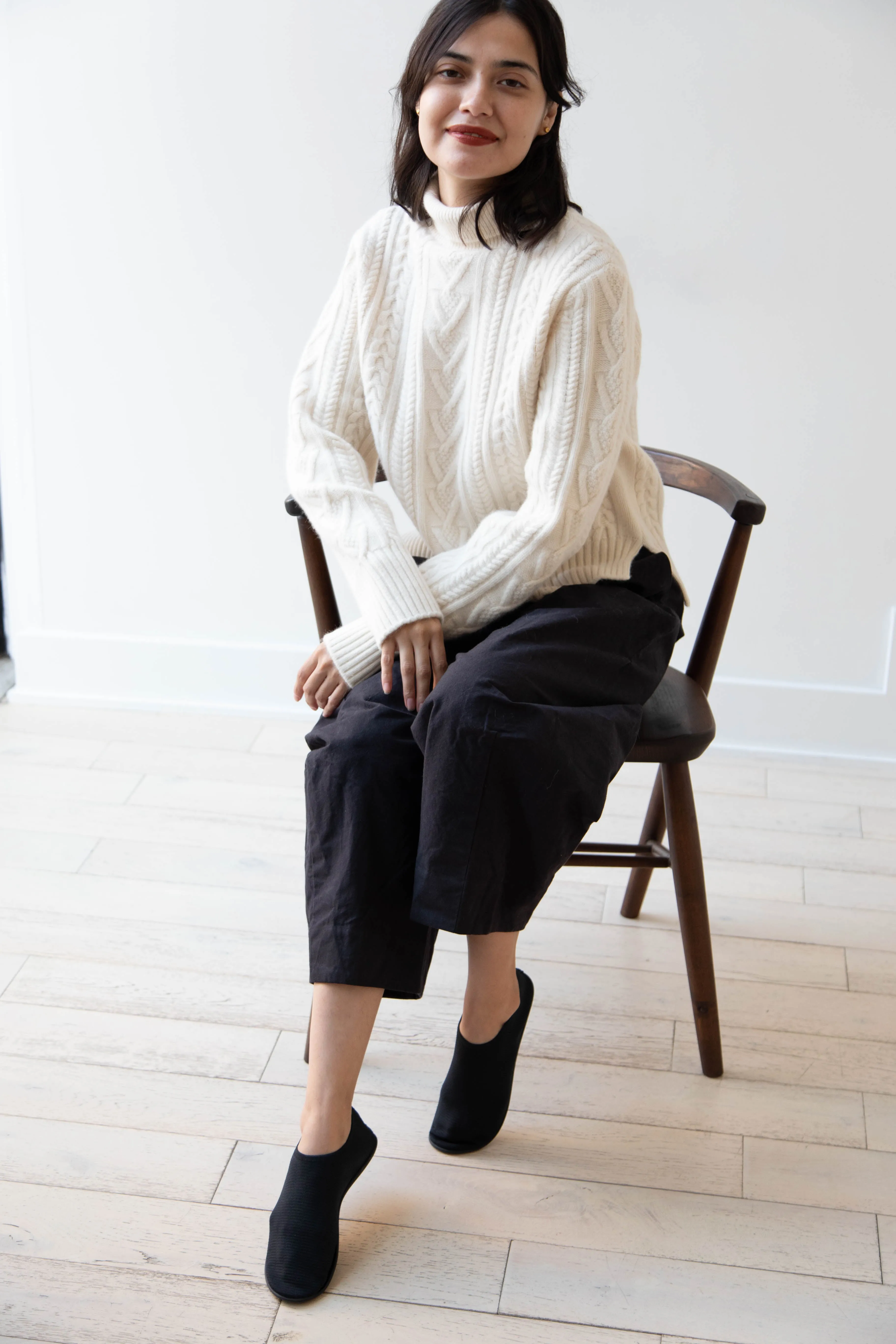 The Loom | Cable Turtleneck Sweater in Ivory