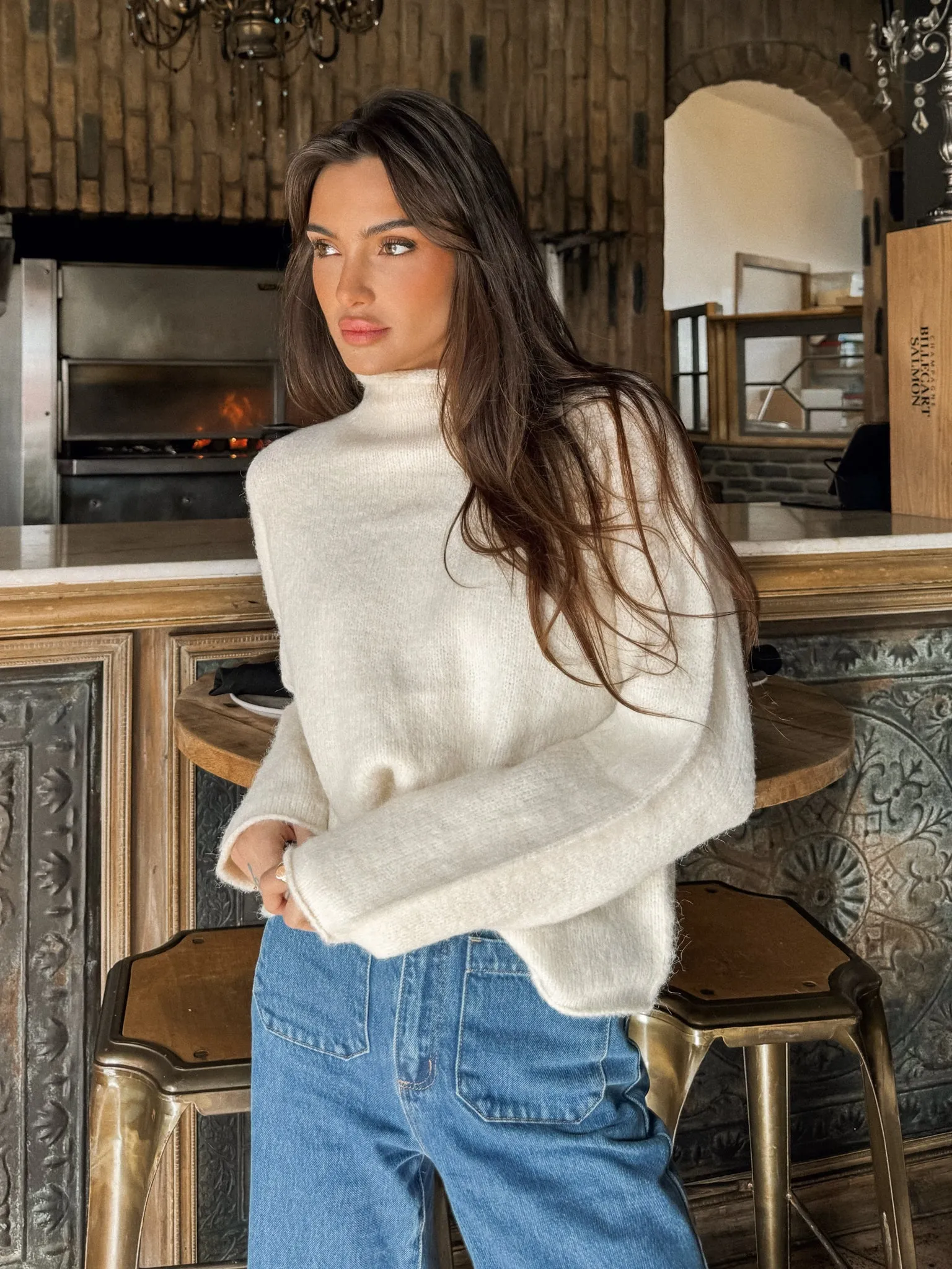 Thea Turtleneck Sweater in Cream