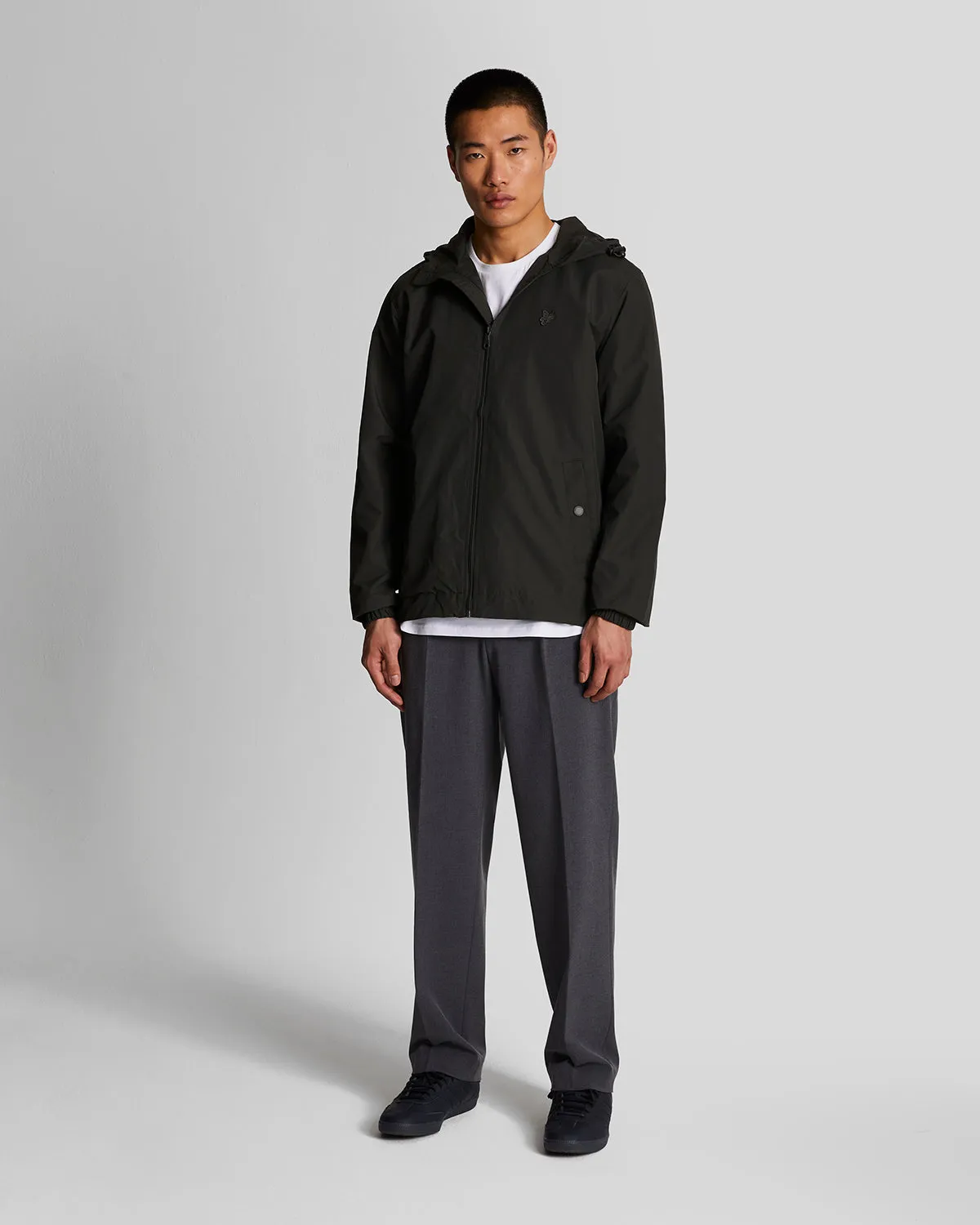 Tonal Eagle Zip Through Hooded Jacket