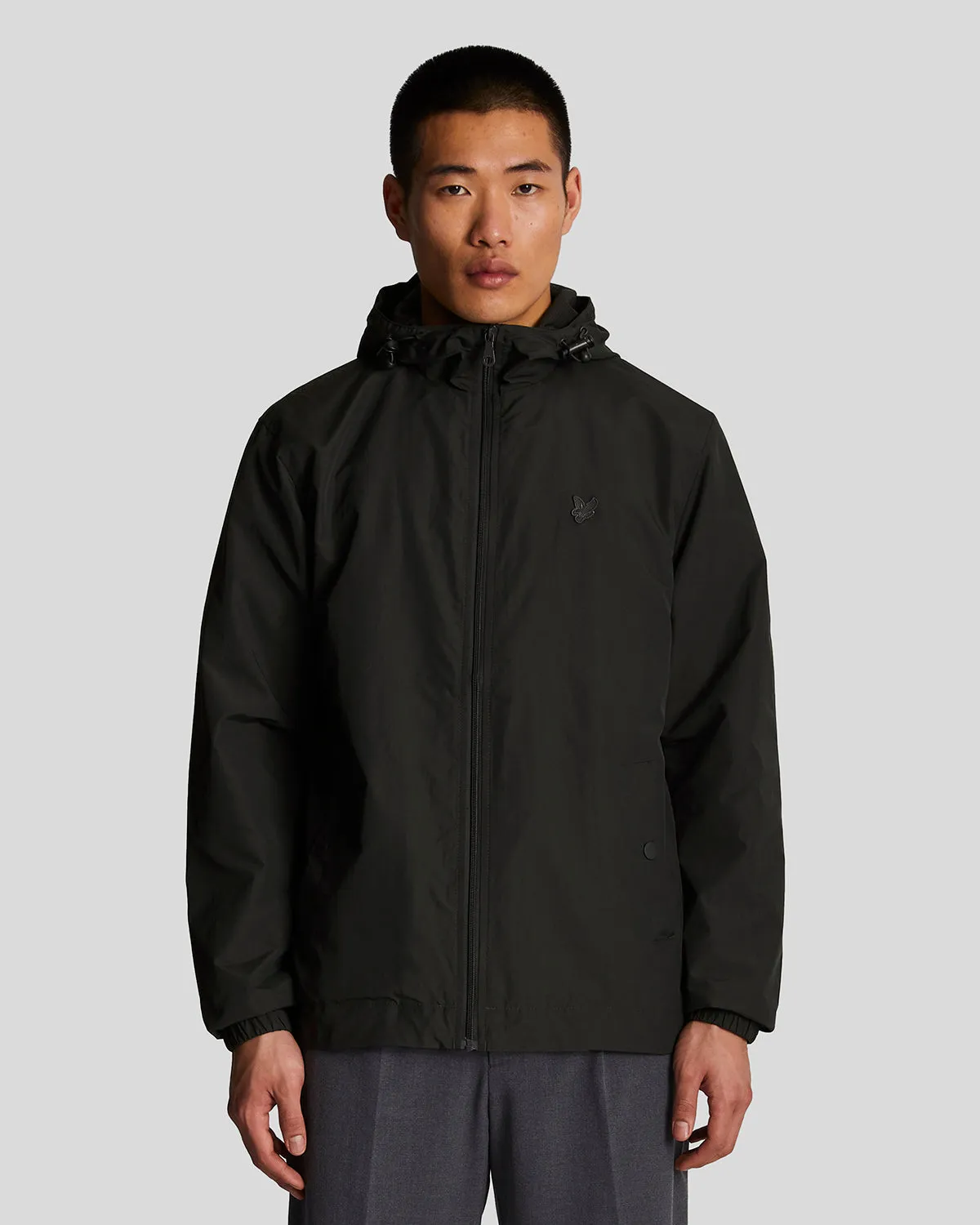 Tonal Eagle Zip Through Hooded Jacket