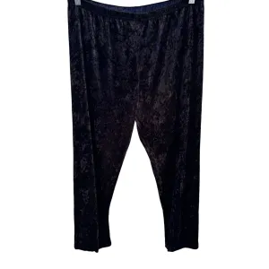 Vintage Womens Goth Crushed Velvet Burnout Black Stretch Straight Leg Pants L