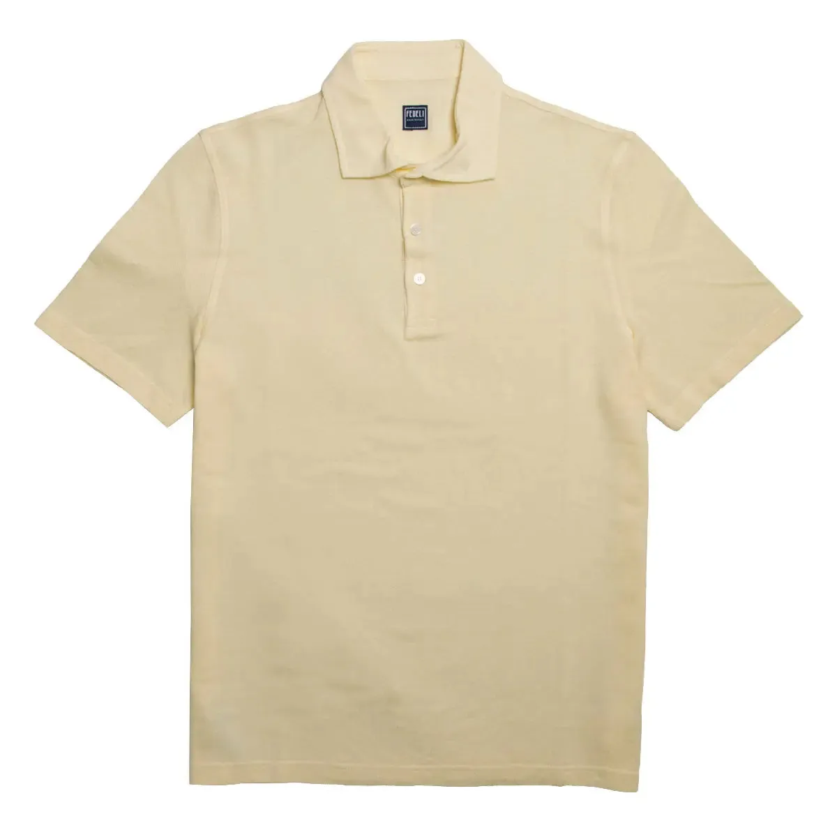 Yellow Linen & Cotton Short Sleeve Polo Shirt