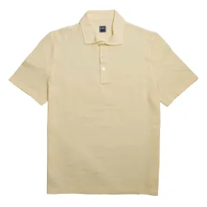 Yellow Linen & Cotton Short Sleeve Polo Shirt