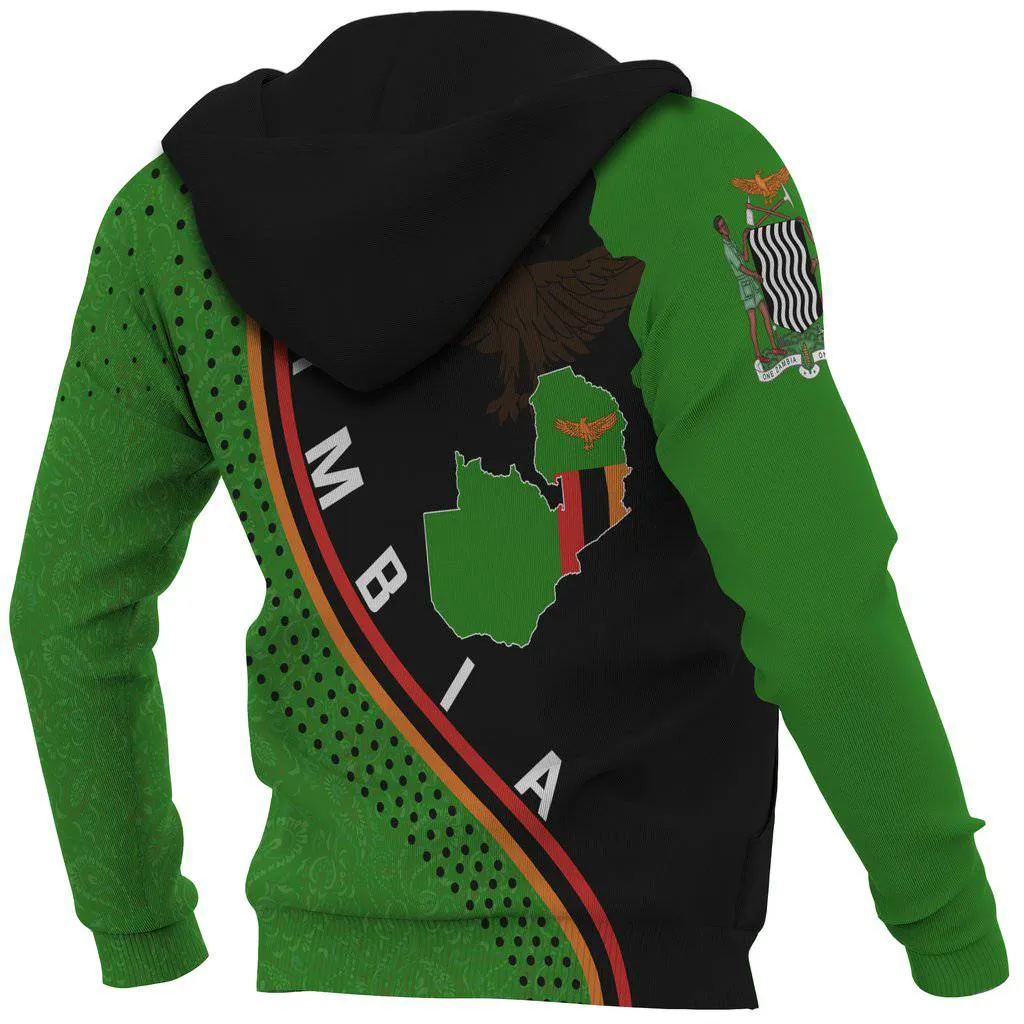 Zambia Map Generation II All Over Print Pullover Hoodie