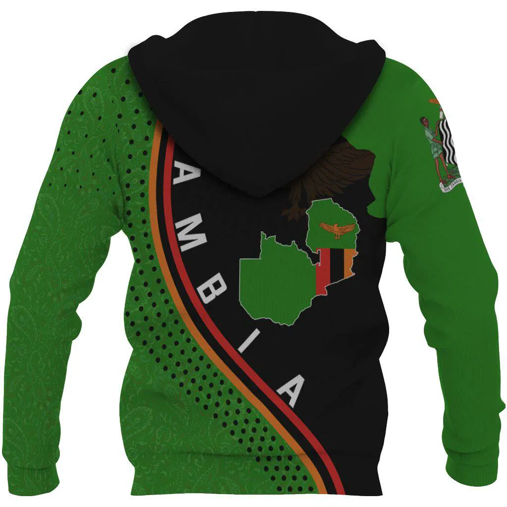 Zambia Map Generation II All Over Print Pullover Hoodie