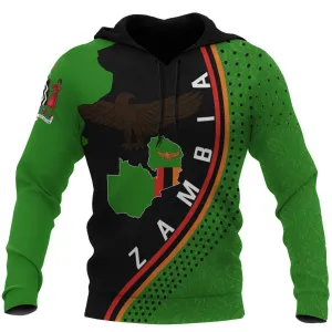 Zambia Map Generation II All Over Print Pullover Hoodie