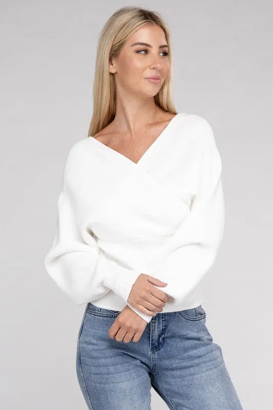 Zenana Criss Cross Wrap Soft Knit Top