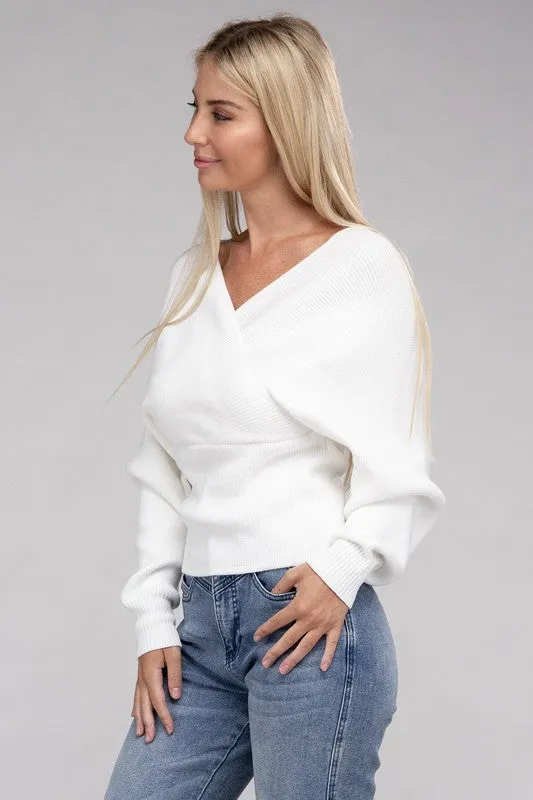 Zenana Criss Cross Wrap Soft Knit Top